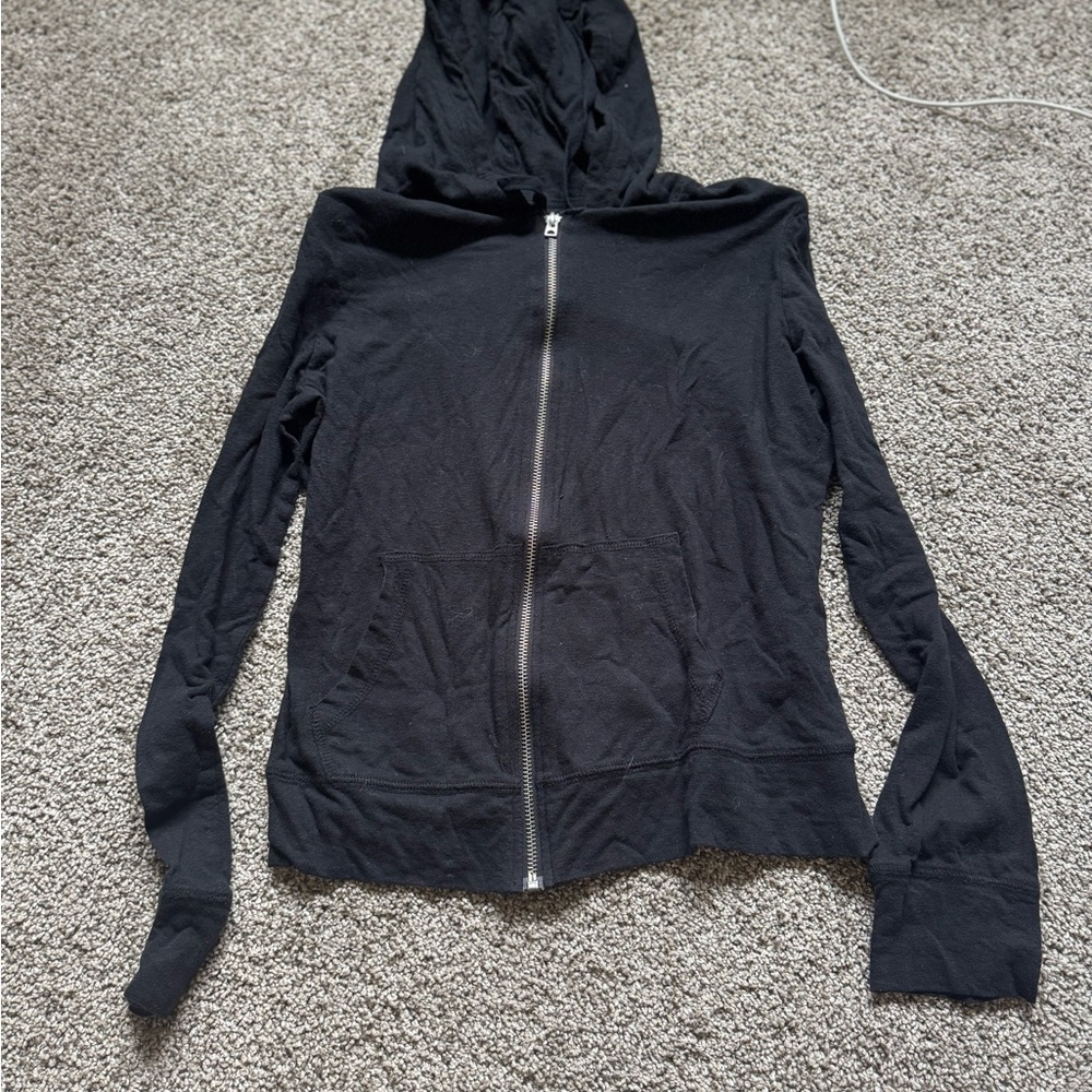 Aeropostale Black Sweatshirt Full-Length Zipper Long Sleeves
